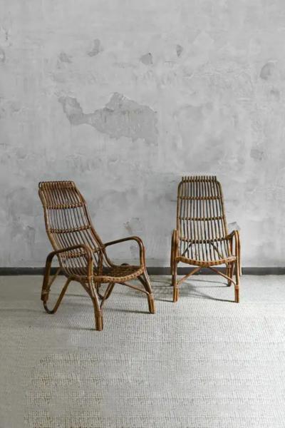 Pair of High back bamboo armchairs 1960s