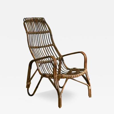 Pair of High back bamboo armchairs 1960s