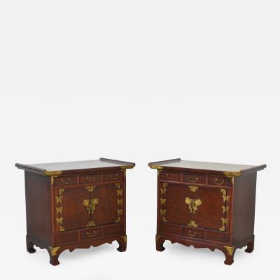 Pair of Hollywood Regency Asian Inspired Nightstands