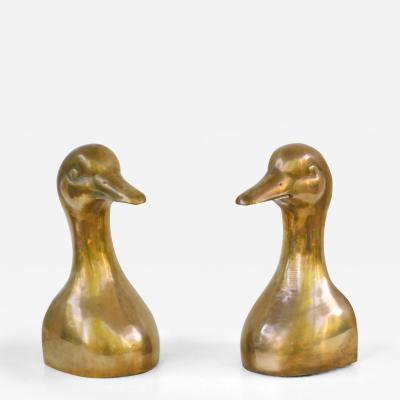 Pair of Hollywood Regency Brass Duck Form Bookends