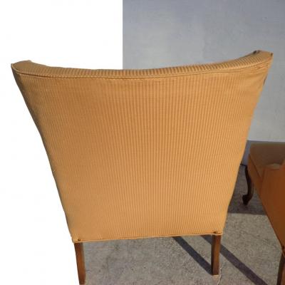 Pair of Hollywood Regency Button Tufted Slipper Chairs