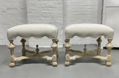 Pair of Hollywood Regency Cerused Benches