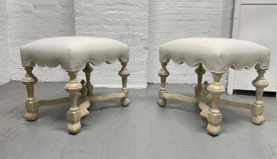 Pair of Hollywood Regency Cerused Benches