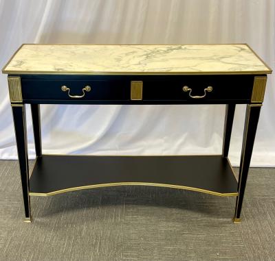 Pair of Hollywood Regency Neoclassical Ebony Console Tables Manner Jansen