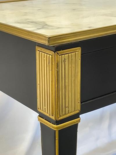 Pair of Hollywood Regency Neoclassical Ebony Console Tables Manner Jansen