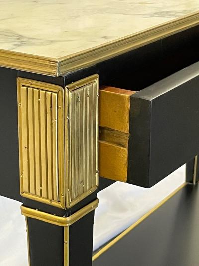 Pair of Hollywood Regency Neoclassical Ebony Console Tables Manner Jansen