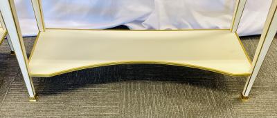 Pair of Hollywood Regency Neoclassical White Sofa Console Tables Maison Jansen