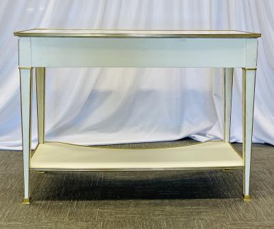 Pair of Hollywood Regency Neoclassical White Sofa Console Tables Maison Jansen