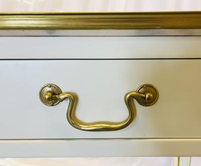 Pair of Hollywood Regency Neoclassical White Sofa Console Tables Maison Jansen