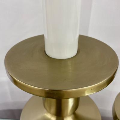 Pair of Hollywood Regency Solid Brass Table Desk Lamps Candlestick Modern