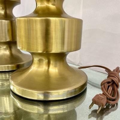 Pair of Hollywood Regency Solid Brass Table Desk Lamps Candlestick Modern