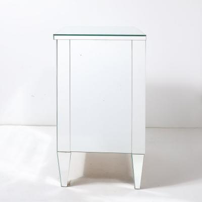 Pair of Hollywood Regency Style Custom Mirrored Nightstands with Three Drawers