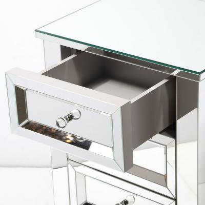 Pair of Hollywood Regency Style Custom Mirrored Nightstands with Three Drawers