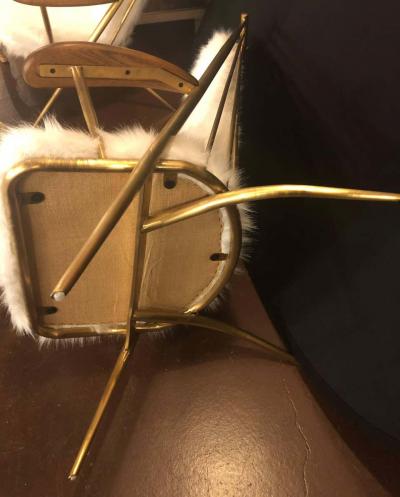 Pair of Hollywood Regency Style Fur Lounge or Chaise Chairs and Ottomans