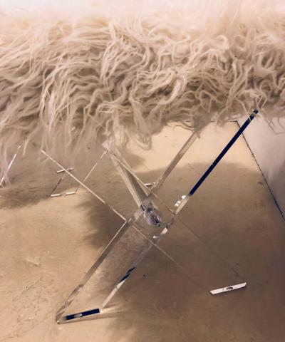 Pair of Hollywood Regency Style Lucite X Form Base Benches