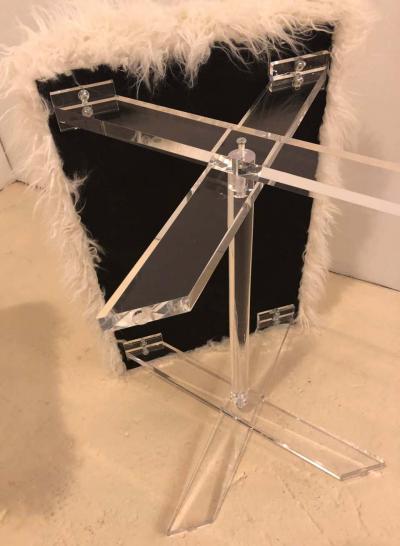 Pair of Hollywood Regency Style Lucite X Form Base Benches