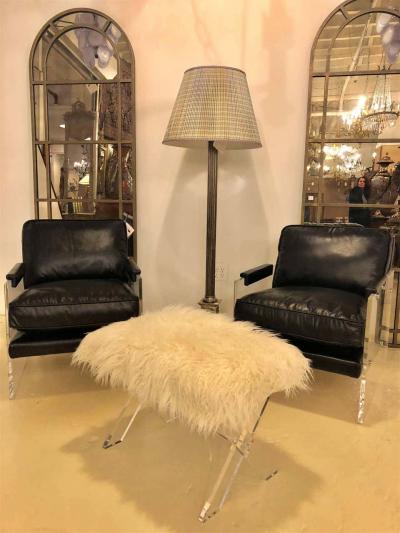 Pair of Hollywood Regency Style Lucite X Form Base Benches