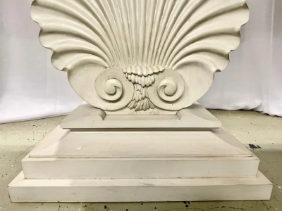 Pair of Hollywood Regency Style Shell From Console Tables Faux Marble Top