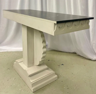 Pair of Hollywood Regency Style Shell From Console Tables Faux Marble Top