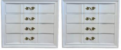 Pair of Hollywood Regency Style White Lacquered Dressers or Commode Chest