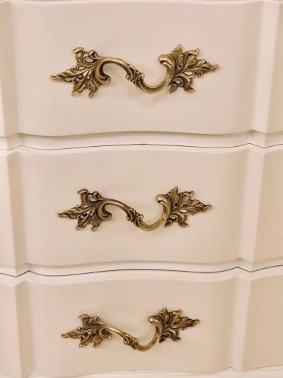 Pair of Hollywood Regency Style White Lacquered Dressers or Commode Chest