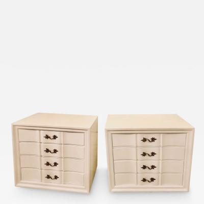 Pair of Hollywood Regency Style White Lacquered Dressers or Commode Chest