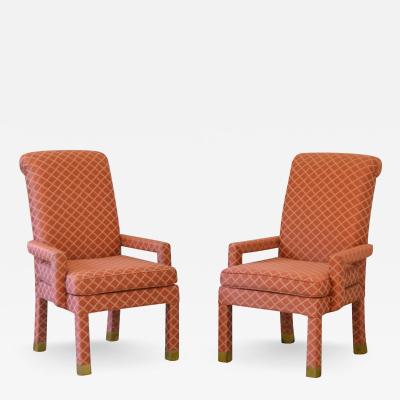 Pair of Hollywood Regency Upholstered Armchairs