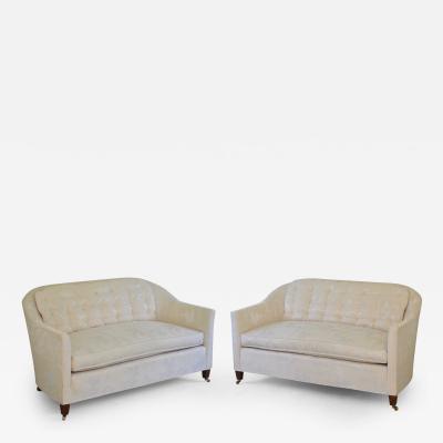 Pair of Hollywood Regency Upholstered Settees