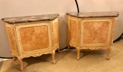 Pair of Hostetler Custom Faux Painted Marble Top Commodes or Nightstands