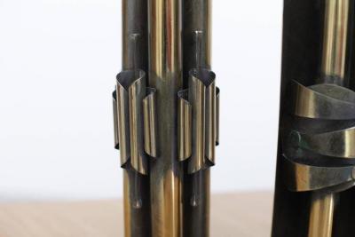 Pair of Huge Brutalist Candle Holders in Brass