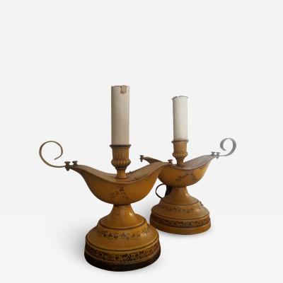 Pair of Imitation Oil Tole Lamps