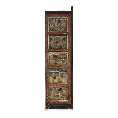 Pair of Indian wooden doors with painted decoration