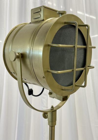 Pair of Industrial Style Search Lights Mahogany Tri Pod Base