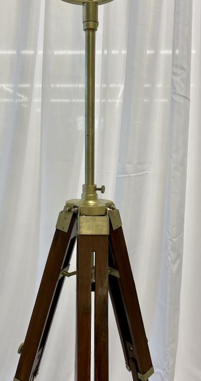 Pair of Industrial Style Search Lights Mahogany Tri Pod Base