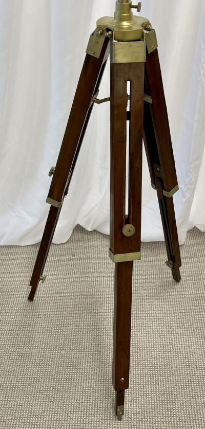 Pair of Industrial Style Search Lights Mahogany Tri Pod Base
