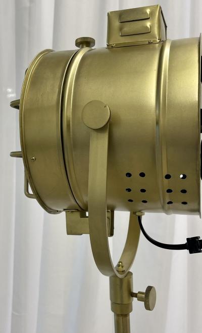 Pair of Industrial Style Search Lights Mahogany Tri Pod Base