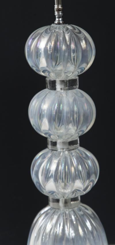 Pair of Iridescent Clear Ball Lamps Contemporary