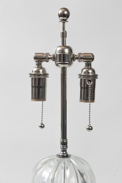 Pair of Iridescent Clear Ball Lamps Contemporary