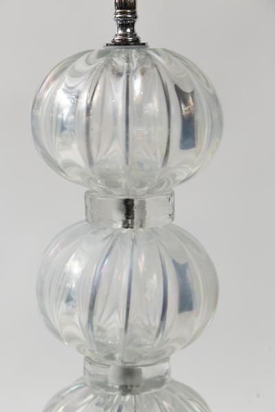 Pair of Iridescent Clear Ball Lamps Contemporary