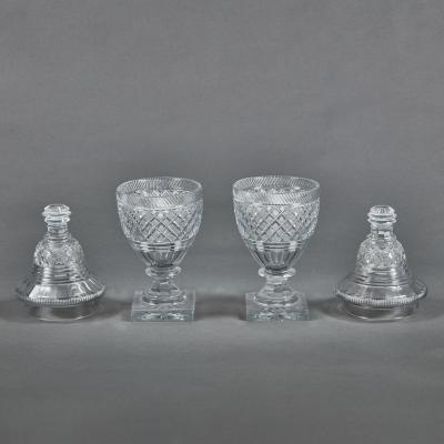 Pair of Irish Crystal Lidded Bonbonniers Circa 1820