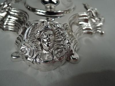 Pair of Irish Georgian Sterling Silver Shell Mask Candlesticks 1969