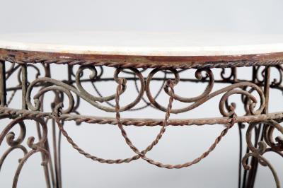 Pair of Iron Tables with Marble Tops