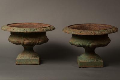 Pair of Iron Urns