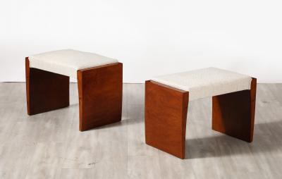 Pair of Italian 1950s Briar Wood Stools