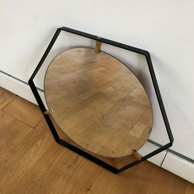 Pair of Italian 1950s Hexagonal Mirrors