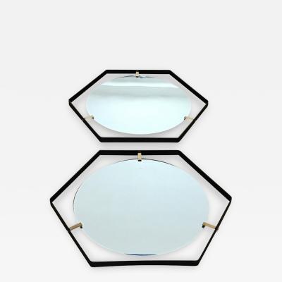 Pair of Italian 1950s Hexagonal Mirrors