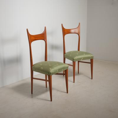 Pair of Italian 1950s Side Chairs in Exotic Wood Restored Shellac Finish