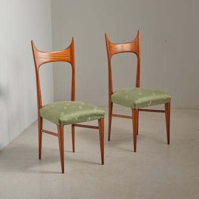 Pair of Italian 1950s Side Chairs in Exotic Wood Restored Shellac Finish