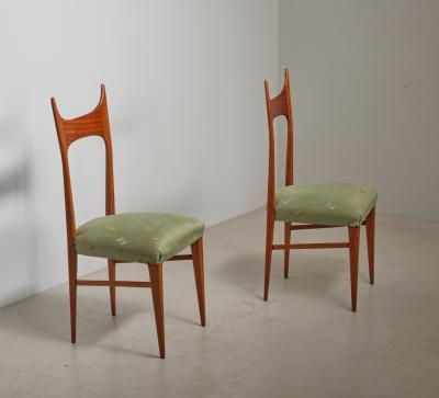 Pair of Italian 1950s Side Chairs in Exotic Wood Restored Shellac Finish