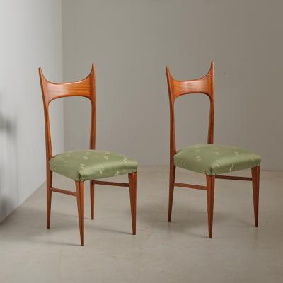 Pair of Italian 1950s Side Chairs in Exotic Wood Restored Shellac Finish